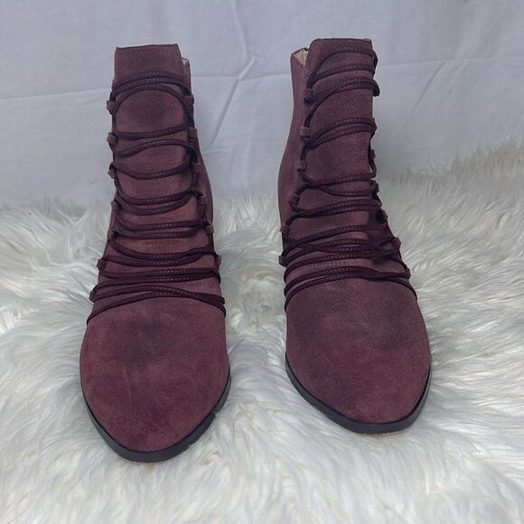 Sole Society Bellevue Bordeaux Corset Ankle Booties Sz 7.5 - Picture 3 of 8